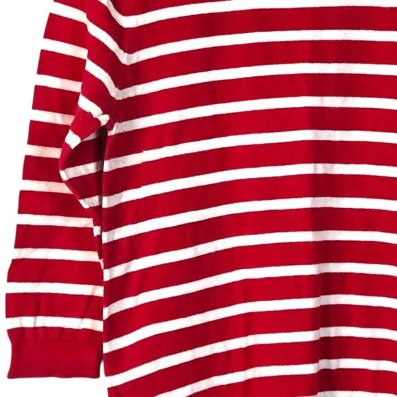 Old Navy Red White Stripes 3/4 Sleeve Crewneck French Parisian Sweater Size M - Picture 2 of 7